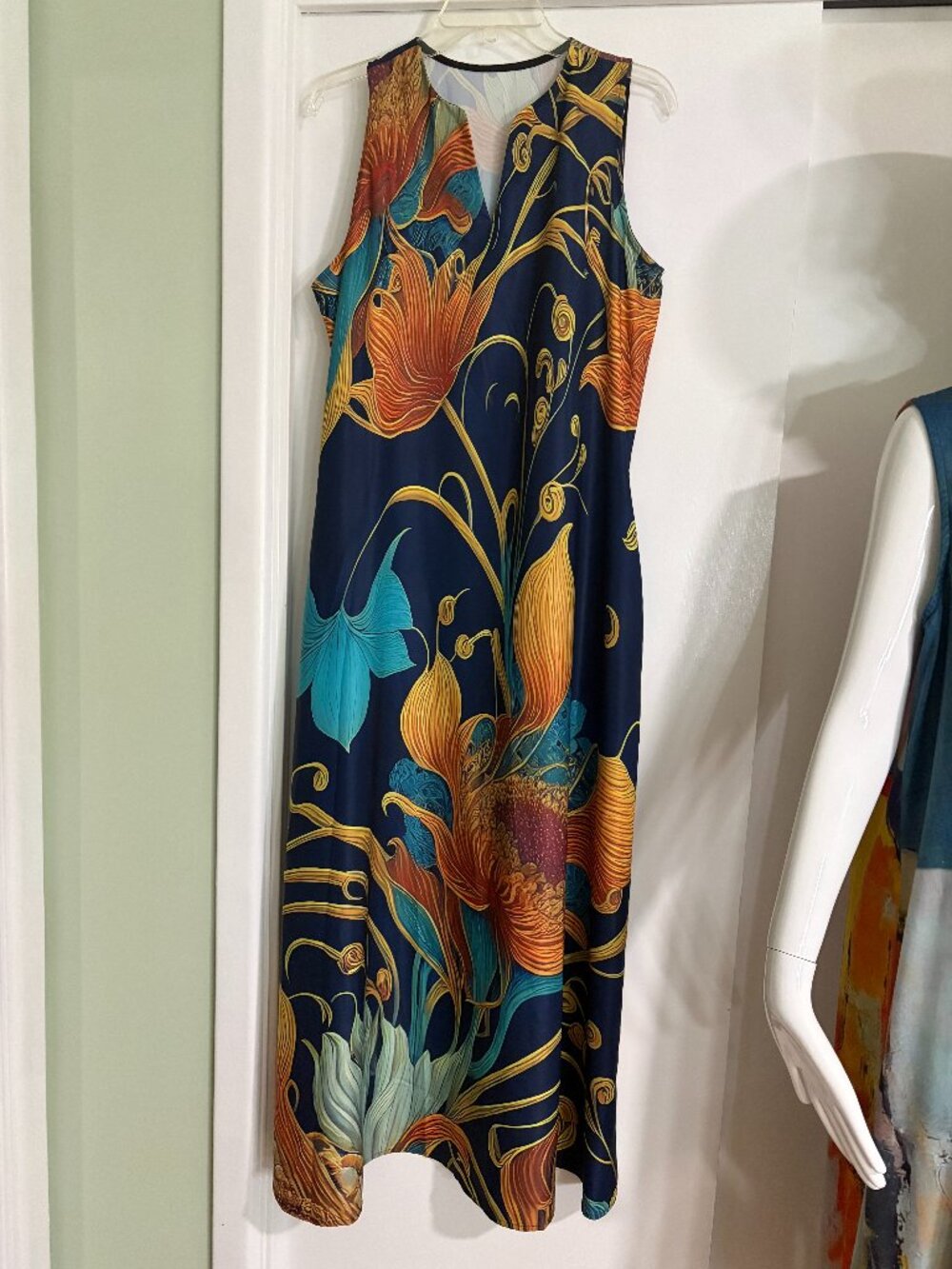 ABSTRACT FLORAL MAXI DRESS